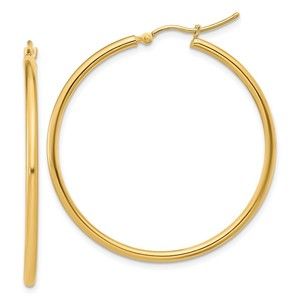 14K 2x40mm Polished Hoop Earrings